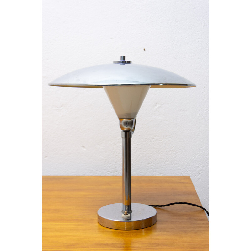 Lampe de bureau vintage Bauhaus chromée, Tchécoslovaquie 1940