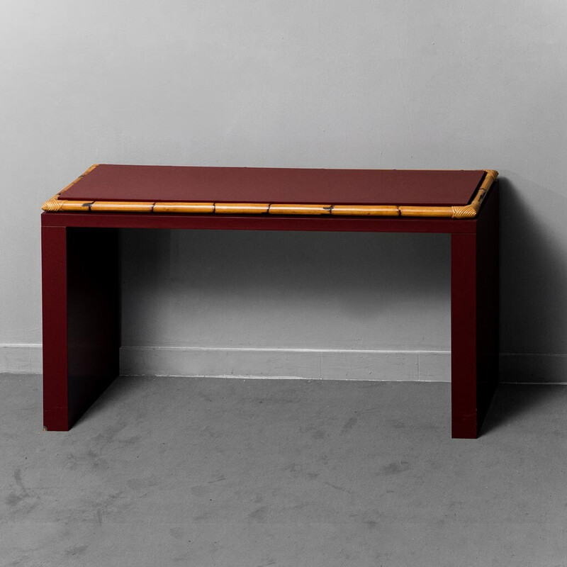 Vintage bordeauxrode houten console, 1970