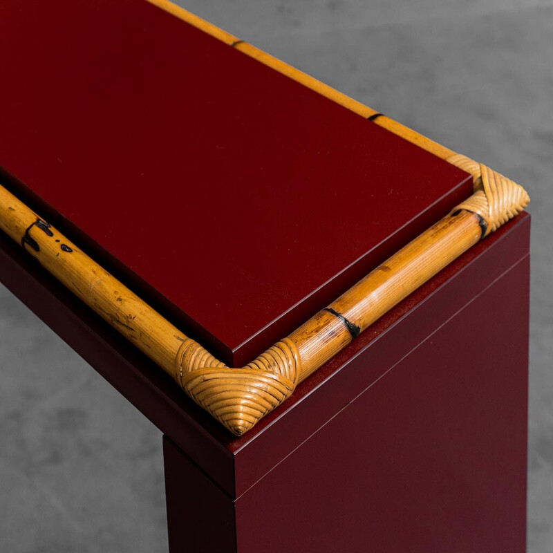 Vintage console in burgundy wood, 1970