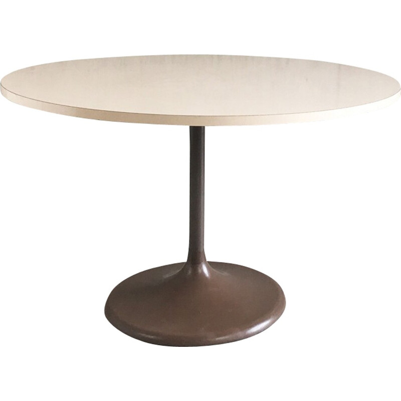 Mid century mushroom brown coloured melamine circular table - 1970s