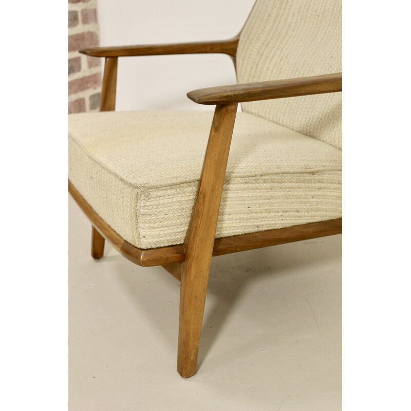 Fauteuil scandinave vintage en noyer, 1960