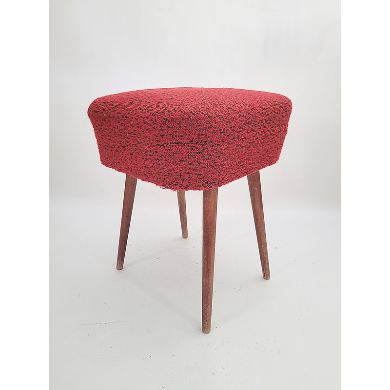 Vintage red stool, Poland 1970s