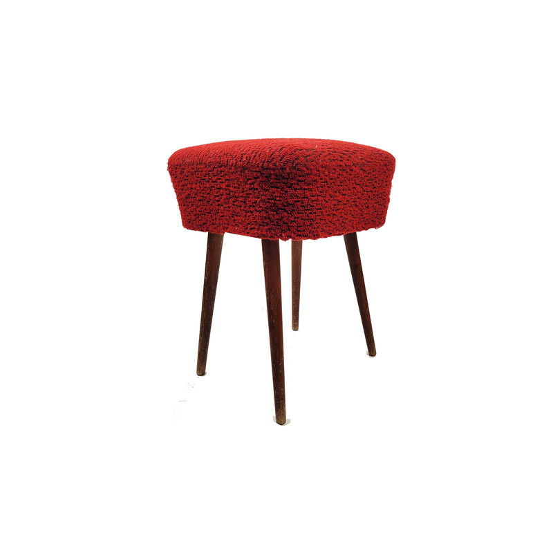 Tabouret rouge vintage, Pologne 1970