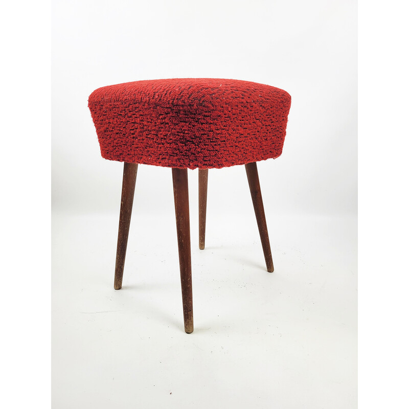 Vintage red stool, Poland 1970s
