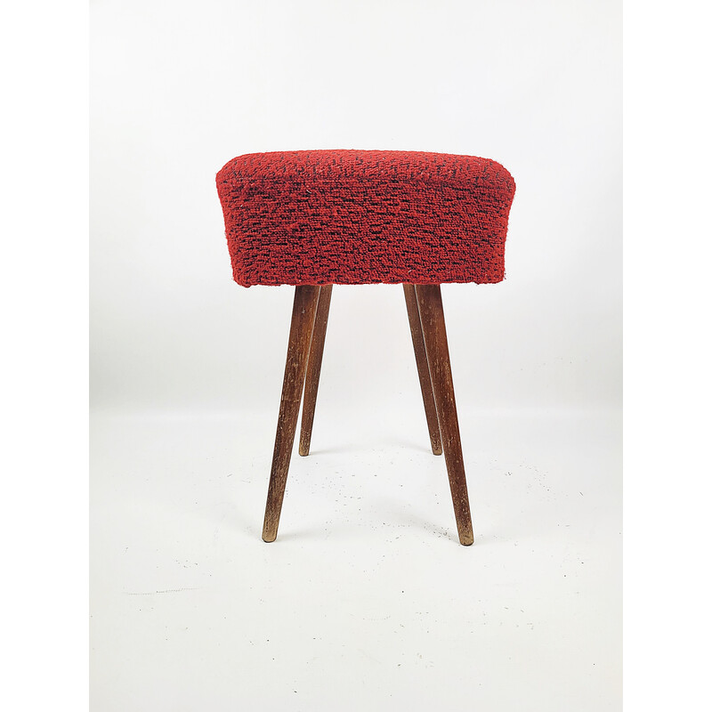 Vintage red stool, Poland 1970s