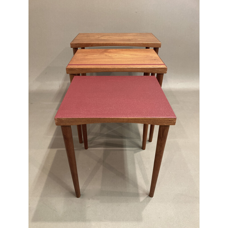 Tables gigognes scandinave vintage en teck, 1950