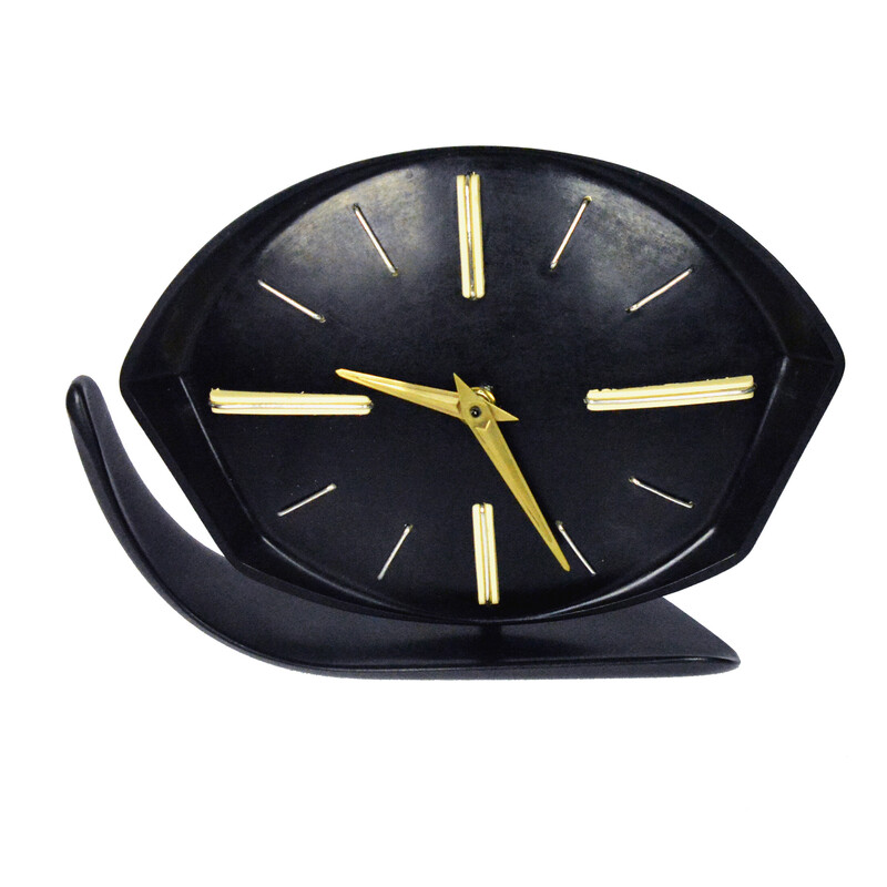 Relógio de mantel bakelite Vintage Brusel, Checoslováquia 1950s