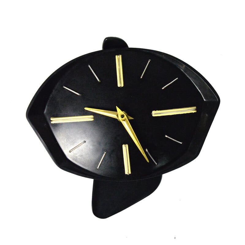 Vintage bakelite mantel clock Brusel, Czechoslovakia 1950s