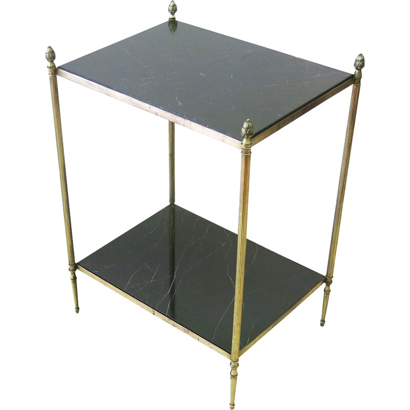 French Brass and Marble Side Table - 1960s