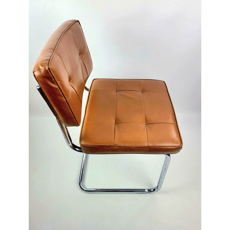 Cadeira de couro ecológico Vintage, década de 1970