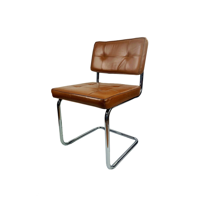 Cadeira de couro ecológico Vintage, década de 1970