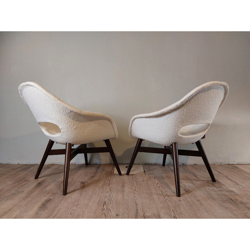 Pair of vintage armchairs Fabric shell loops by Miroslav Navratil, Czechoslovakia 1960