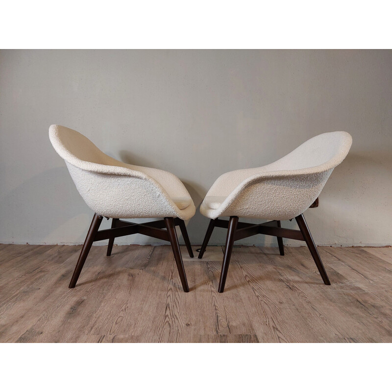 Paar vintage fauteuils Stoffen schelpenlussen van Miroslav Navratil, Tsjechoslowakije 1960
