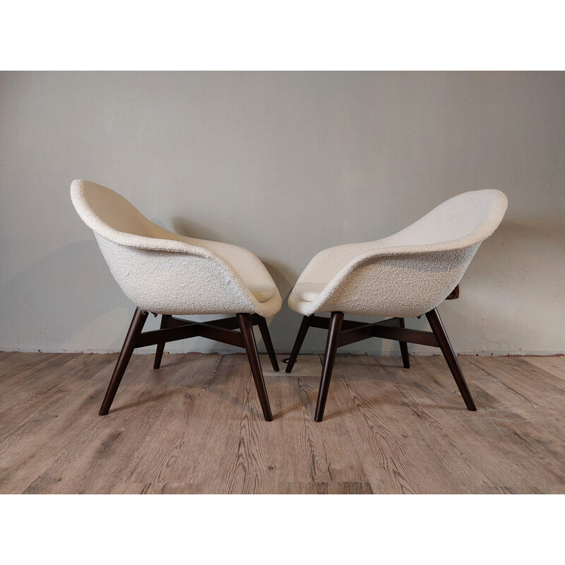 Pair of vintage armchairs Fabric shell loops by Miroslav Navratil, Czechoslovakia 1960