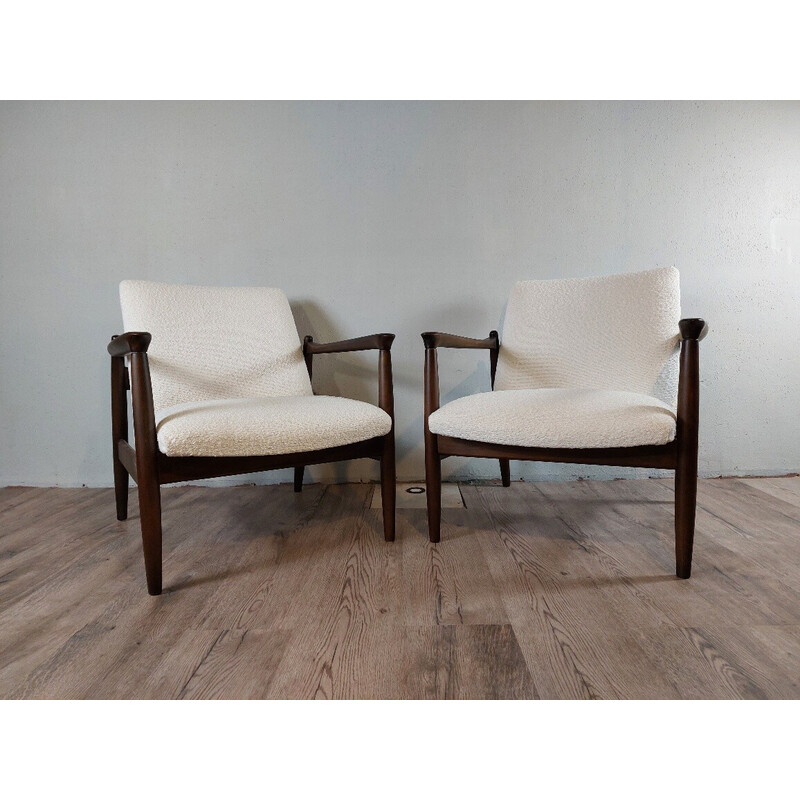 Paar Vintage-Sessel in Stoff Schnallen von Edmund Homa, 1960