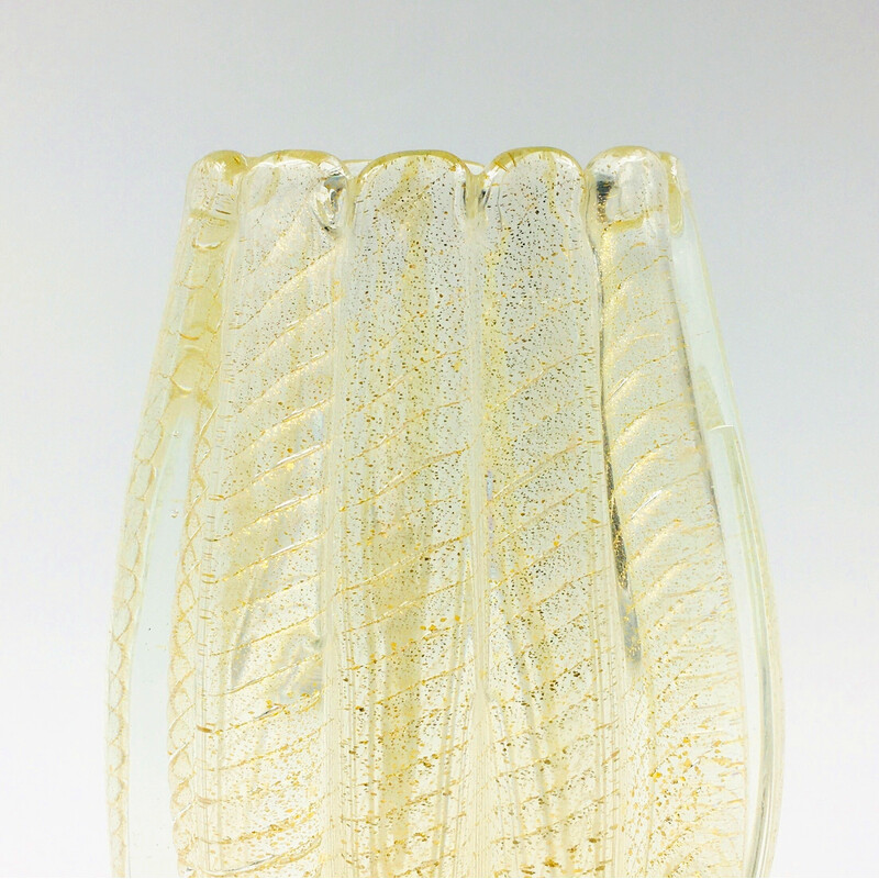 Vintage Cordonato d'Oro Glasvase aus Muranoglas von Barovier und Toso, Italien 1950er Jahre