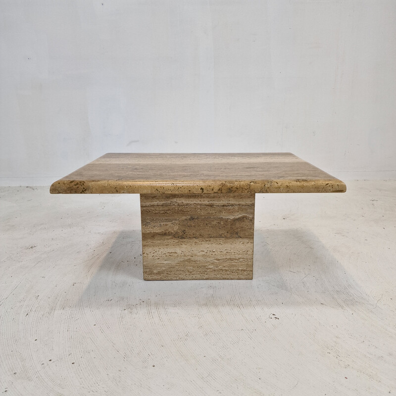 Italian vintage coffee table in travertine, 1980s