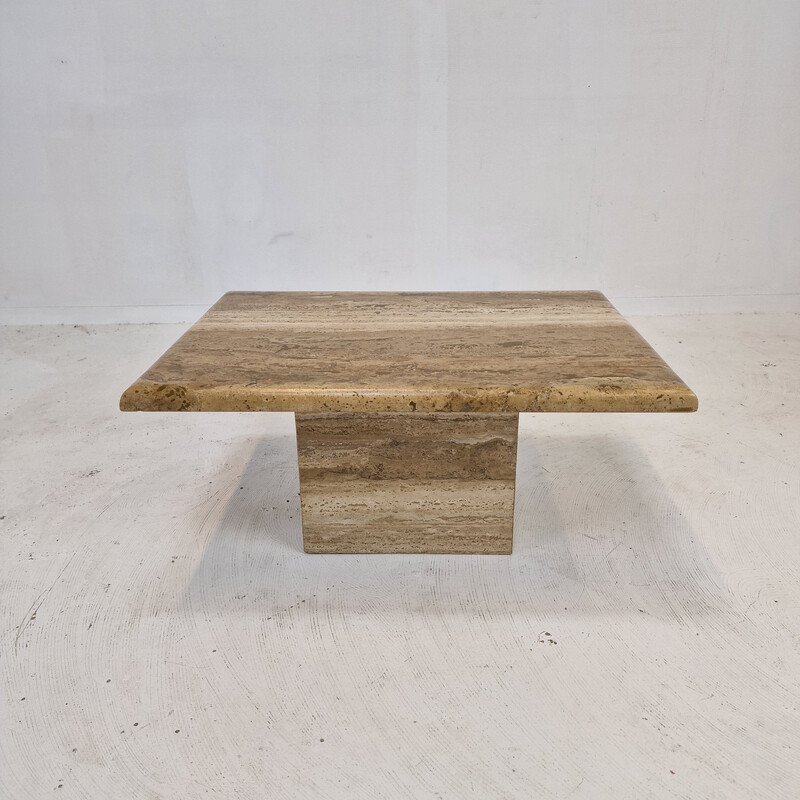 Italian vintage coffee table in travertine, 1980s