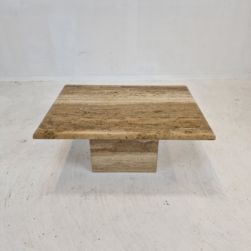 Italian vintage coffee table in travertine, 1980s