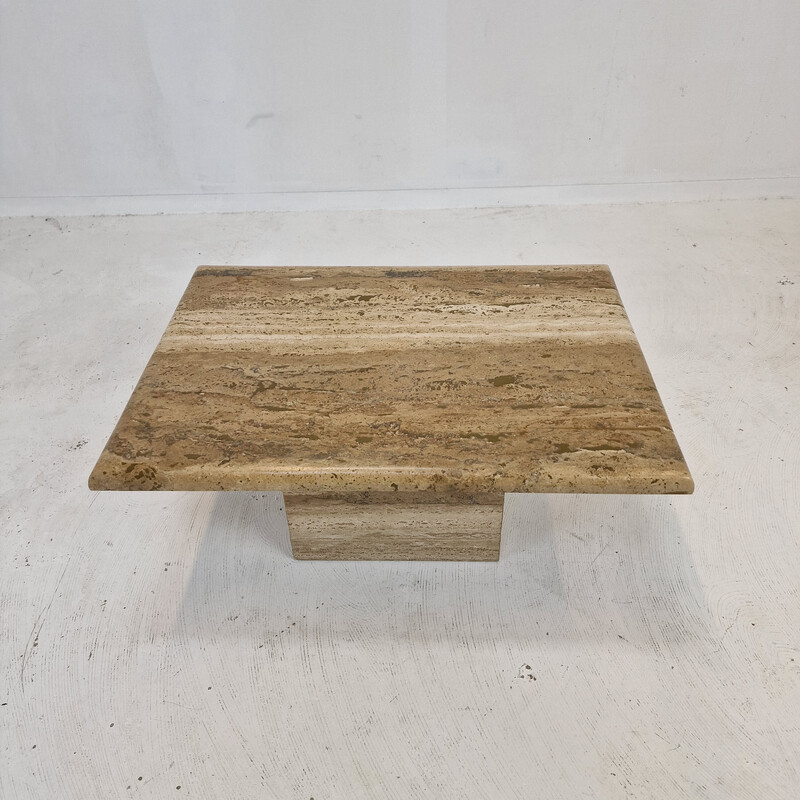 Italian vintage coffee table in travertine, 1980s