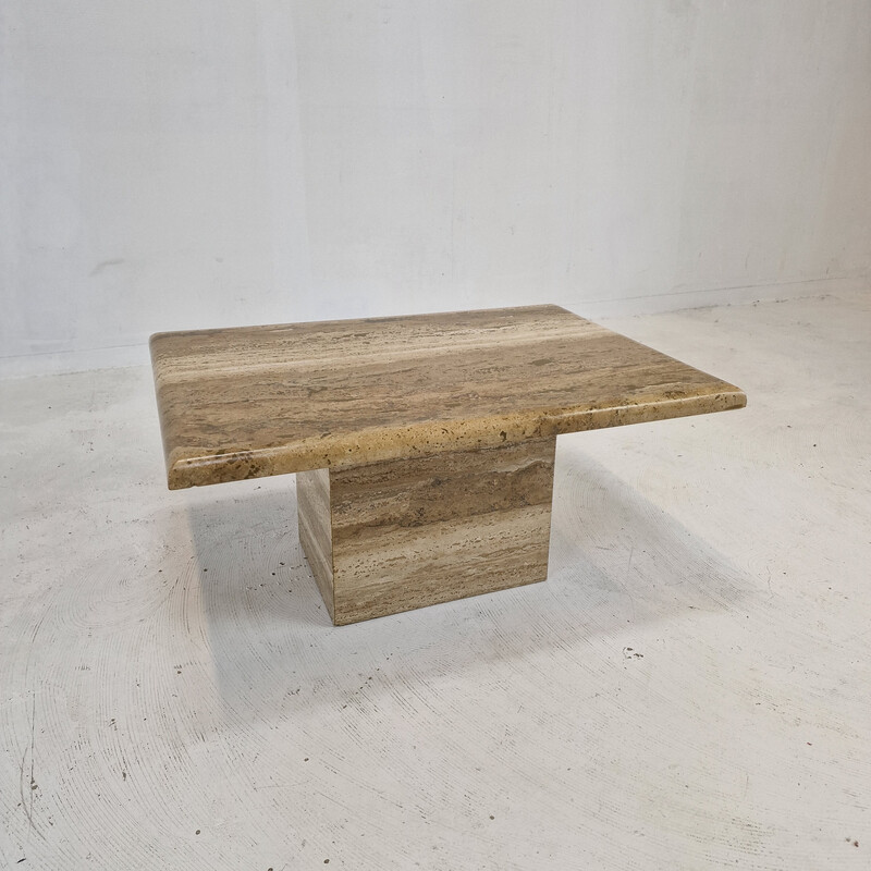 Italian vintage coffee table in travertine, 1980s