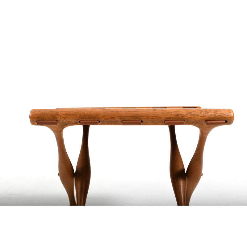 Vintage oakwood Guldhøj folding stool model Ph-41 by Poul Hundevad, Denmark 1960s