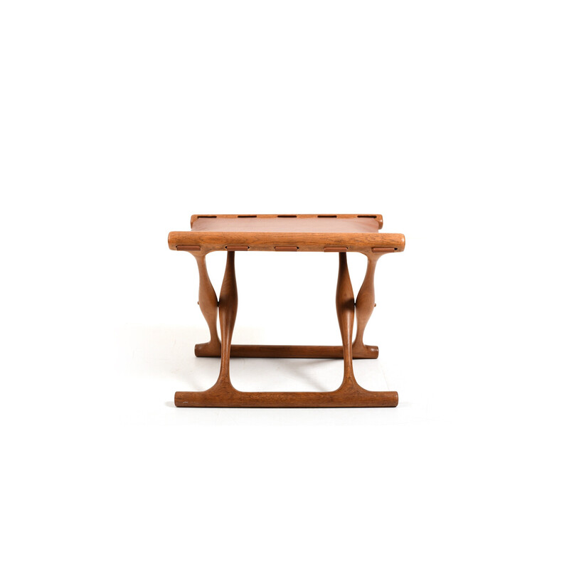 Vintage oakwood Guldhøj folding stool model Ph-41 by Poul Hundevad, Denmark 1960s