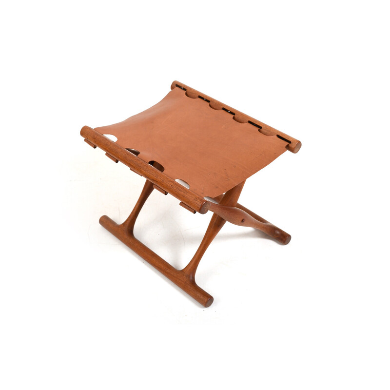 Vintage teak Guldhøj folding stool model Ph-41 by Poul Hundevad, Denmark 1960s