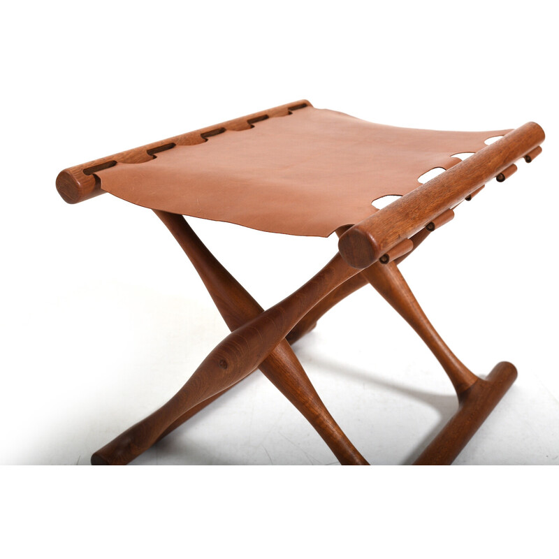 Vintage teak Guldhøj folding stool model Ph-41 by Poul Hundevad, Denmark 1960s