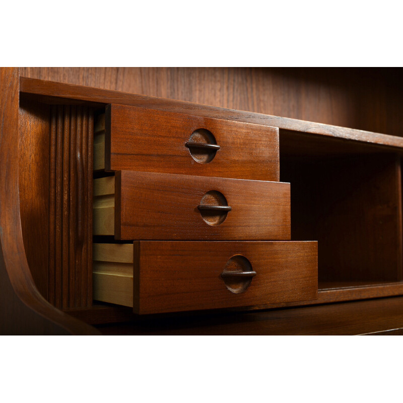 Vintage secretary and bookcase in teak by Johannes Sorth for Nexø Møbelfabrik Bornholm, 1960s