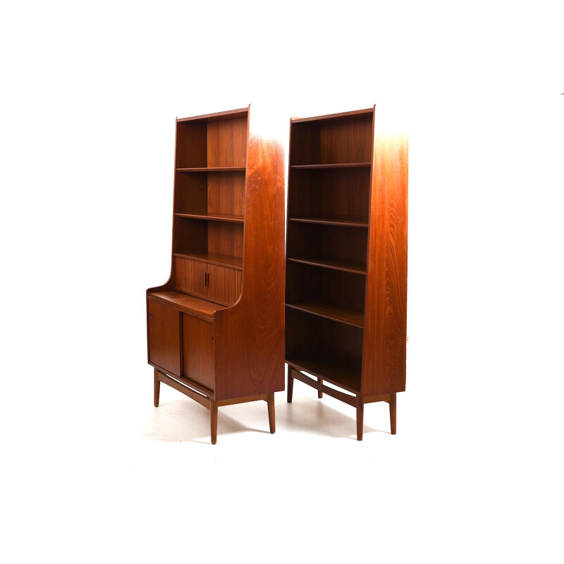 Vintage secretary and bookcase in teak by Johannes Sorth for Nexø Møbelfabrik Bornholm, 1960s