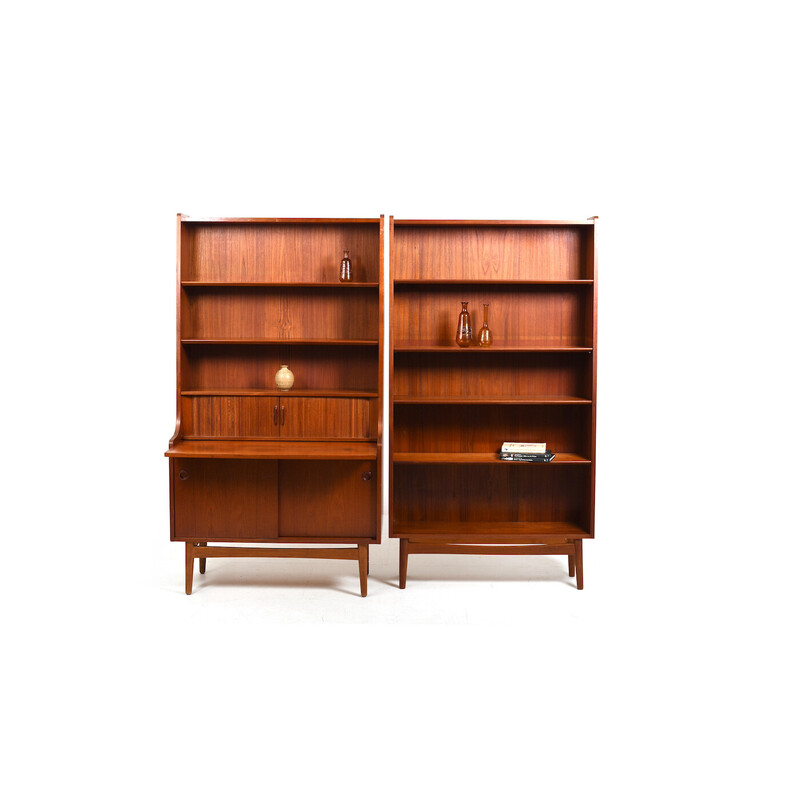 Vintage secretary and bookcase in teak by Johannes Sorth for Nexø Møbelfabrik Bornholm, 1960s