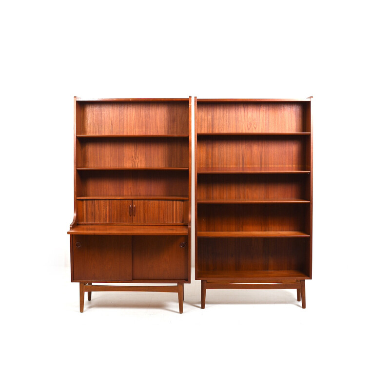 Vintage secretary and bookcase in teak by Johannes Sorth for Nexø Møbelfabrik Bornholm, 1960s