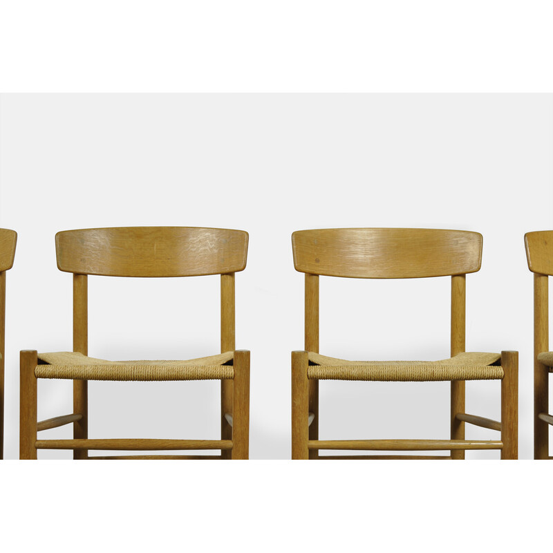 Set van 4 vintage eikenhouten eetkamerstoelen model J39 van Børge Mogensen voor F.D.B. Mobler, Denemarken 1960