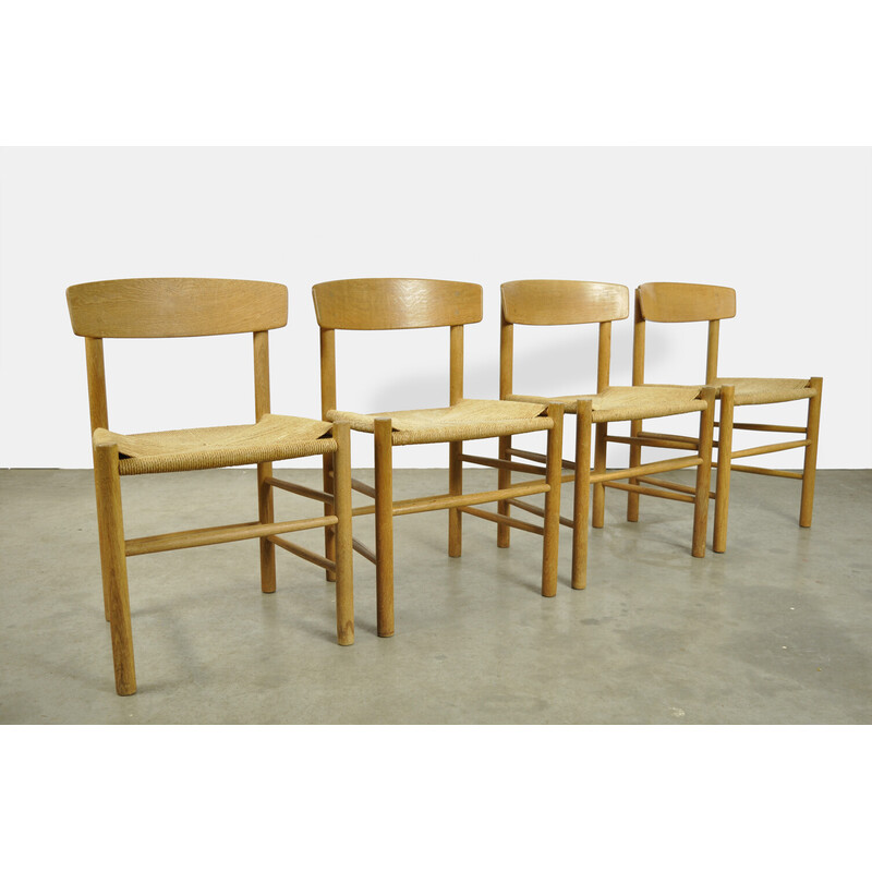 Set of 4 vintage oakwood dining chairs model J39 by Børge Mogensen for F.D.B. Mobler, Denmark 1960s