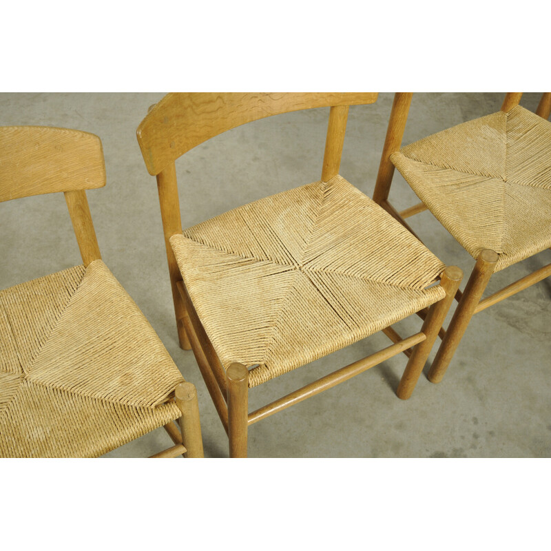 Ensemble de 4 chaises vintage en bois de chêne modèle J39 de Børge Mogensen pour F.D.B. Mobler, Danemark 1960