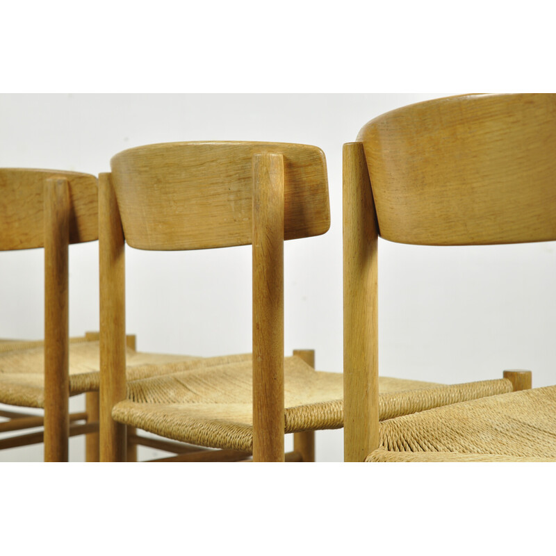 Set of 4 vintage oakwood dining chairs model J39 by Børge Mogensen for F.D.B. Mobler, Denmark 1960s