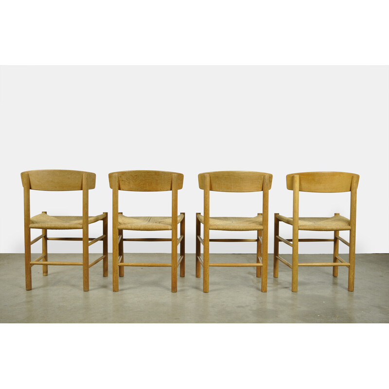 Ensemble de 4 chaises vintage en bois de chêne modèle J39 de Børge Mogensen pour F.D.B. Mobler, Danemark 1960