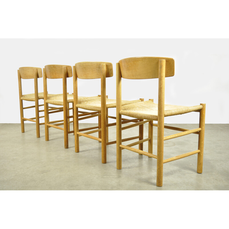 Conjunto de 4 cadeiras de madeira de carvalho vintage modelo J39 de Børge Mogensen para F.D.B. Mobler, Dinamarca Anos 60