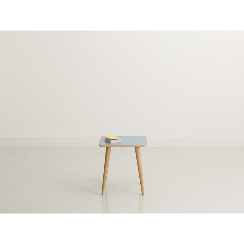 Mesa quadrada de café azul claro vintage