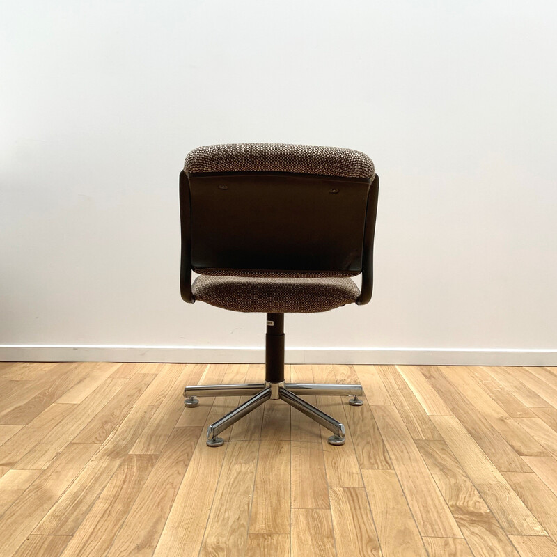 Cadeira de escritório em alumínio cromado e lã vintage
