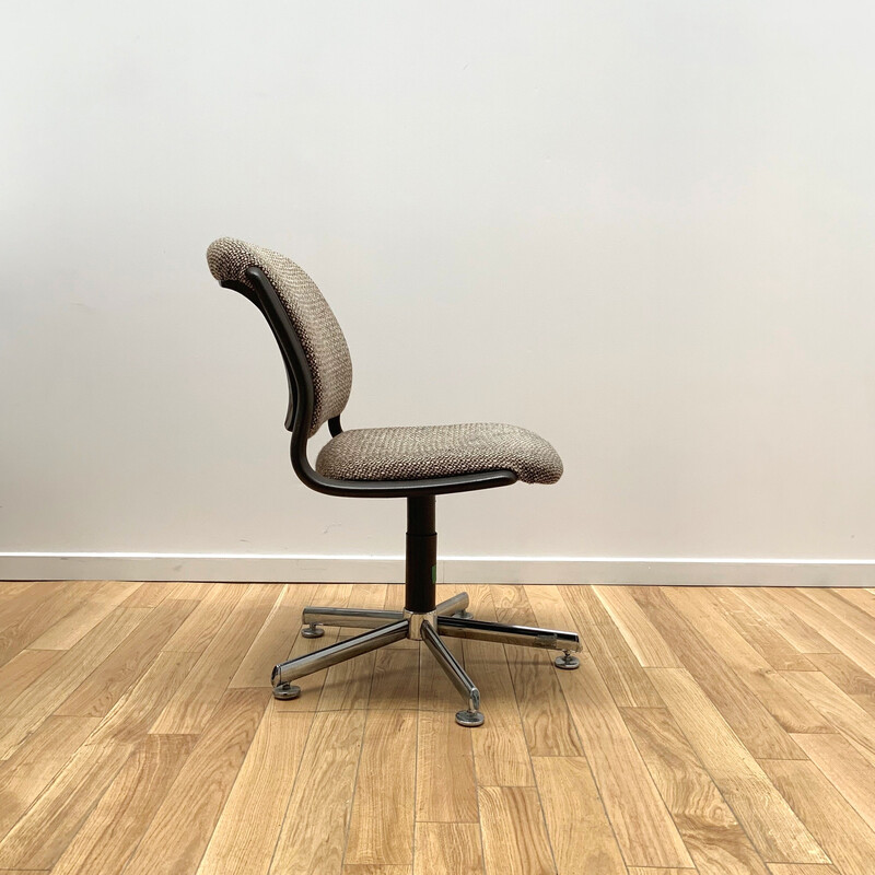 Cadeira de escritório em alumínio cromado e lã vintage