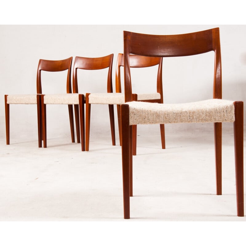 Suite of 4 chairs in teak, Yngve EKSTROM - 1960s