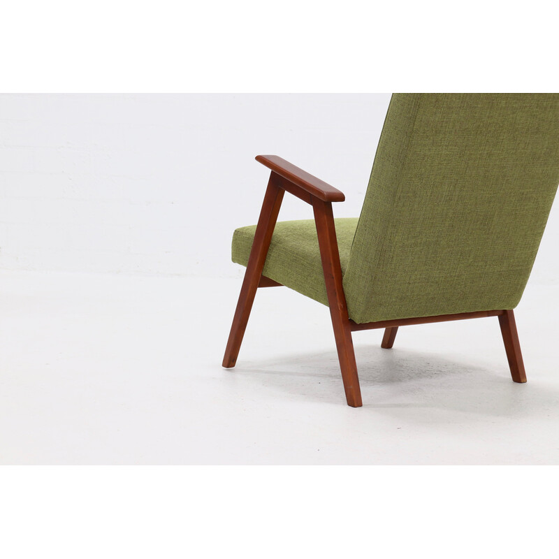 Danish vintage teak armchair with ottoman, 1960s