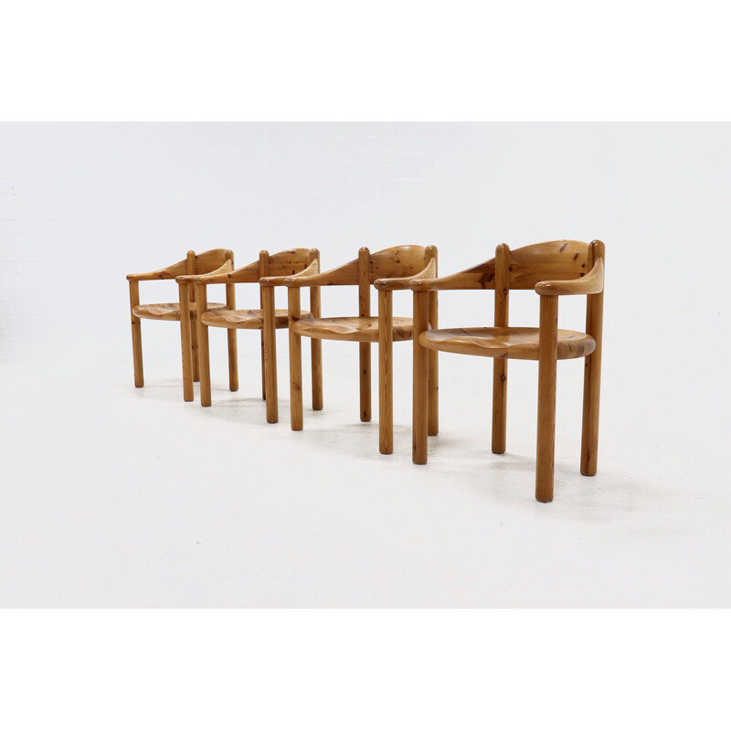 Conjunto de 4 cadeiras de pinho vintage da Rainer Daumiller para a Hirtshal Sawmill, década de 1970