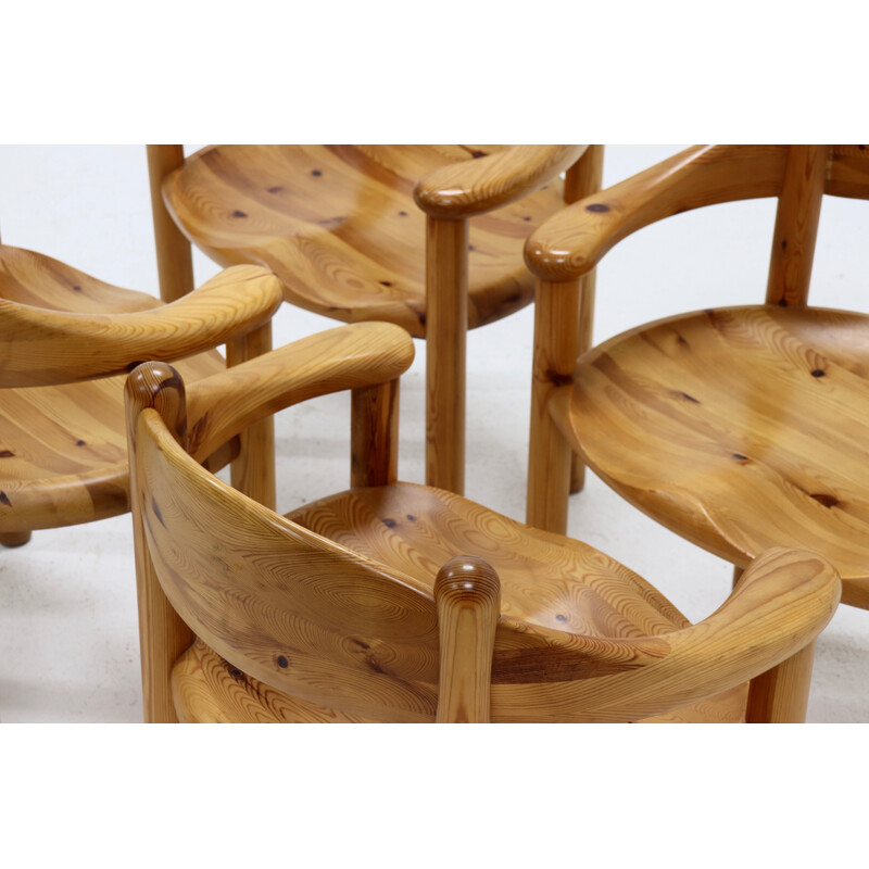 Juego de 4 sillas vintage de pino de Rainer Daumiller para Hirtshal Sawmill, años 70