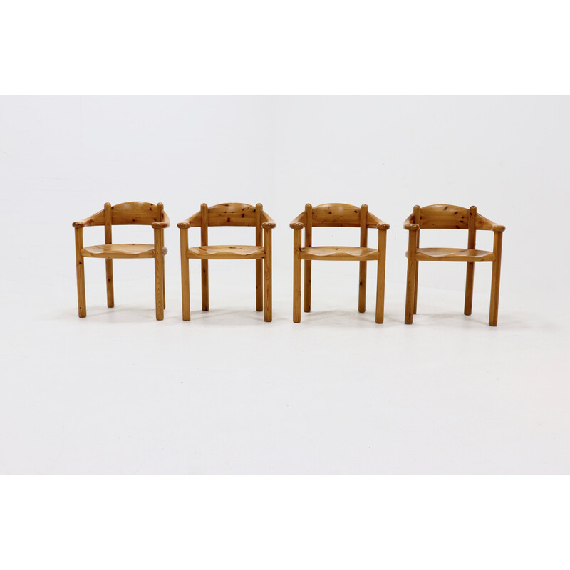 Conjunto de 4 cadeiras de pinho vintage da Rainer Daumiller para a Hirtshal Sawmill, década de 1970