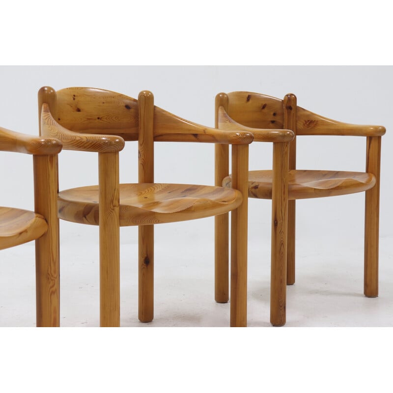 Set of 4 vintage pine chairs by Rainer Daumiller for Hirtshal Sawmill, 1970s