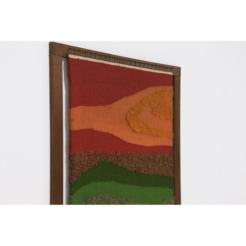 Vintage framed Danish abstract wool tapestry, 1960s