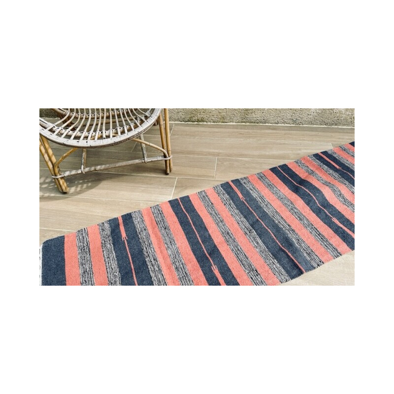 Vintage de cotão Tapis kilim, 1980